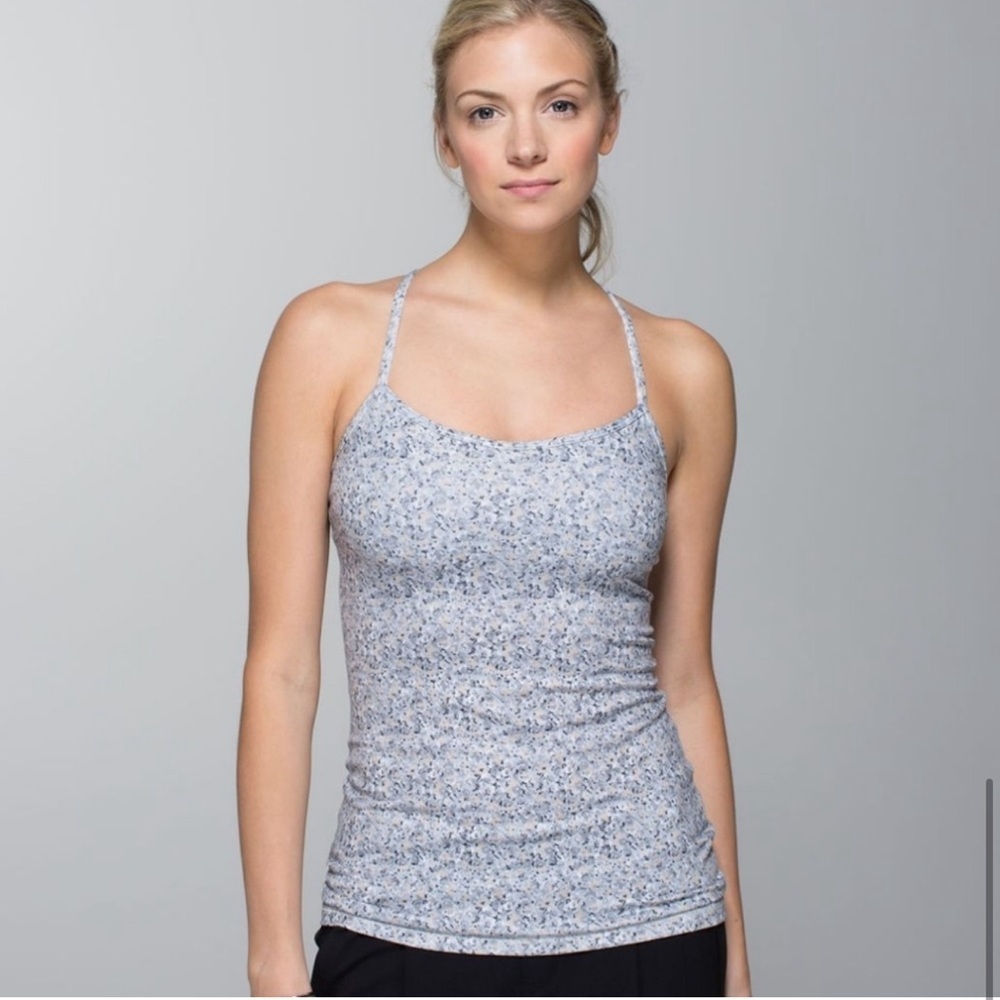 Lululemon Loun Power Y Petite Fleur Silver Spoon Racerback Tank Top Size 4